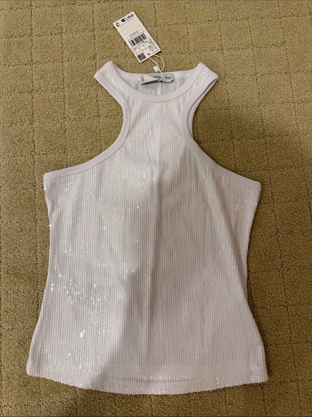 Mango White Sequin Racerback Tank
